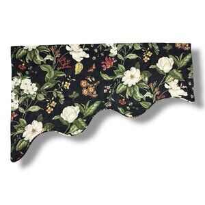 1pc Black Garden Images Left Valance Scalloped Edge 17x49” Lined USA Made